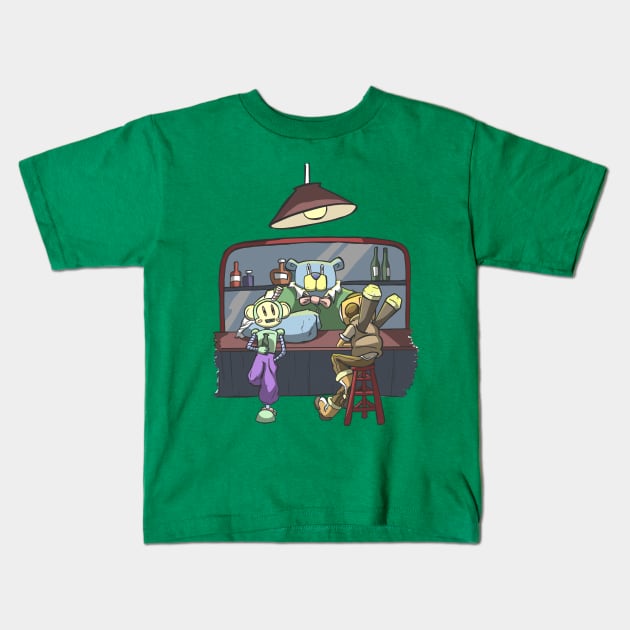 Monkey - Bot At The Bar Kids T-Shirt by JbombCreative